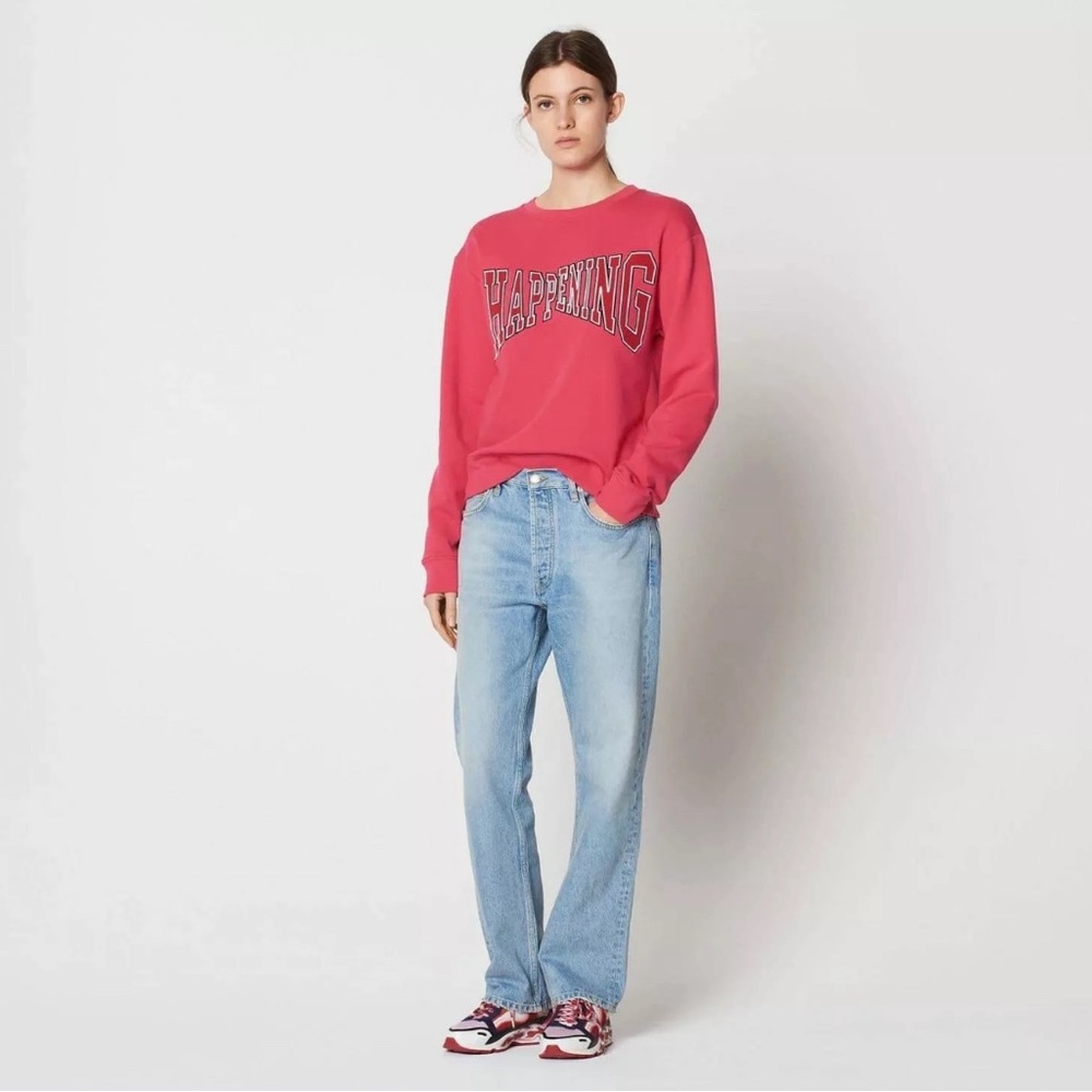 Sandro Paris Randa Happening Graphic Sweatshirt Pink Fuchsia Size 1